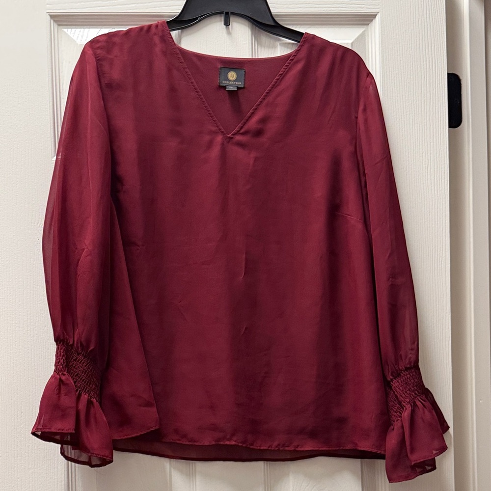JM Collection Burgundy Blouse